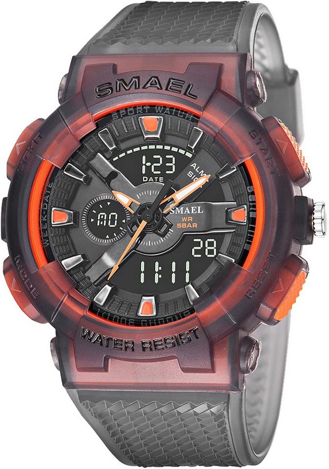 SMAEL Funktional Mit Datum, Woche, Stoppuhr, Wecker, LED-Licht,12/24-Format Watch, Wasserdicht bis 50M Uhr ist für Schwimmen, Händewaschen und den Alltag SMAEL Funktional Mit Datum, Woche, Stoppuhr, Wecker, LED-Licht,12/24-Format Watch, Wasserdicht bis 50M Uhr ist für Schwimmen, Händewaschen und den Alltag von SMAEL