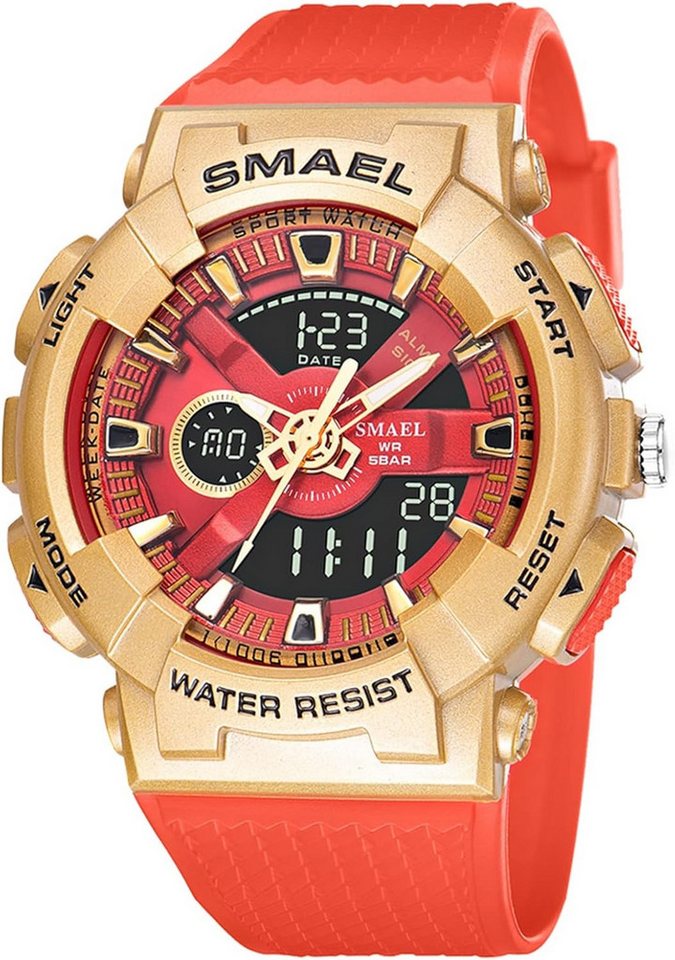 SMAEL Funktional Mit Datum, Woche, Stoppuhr, Wecker, LED-Licht,12/24-Format Watch, Wasserdicht bis 50M Uhr ist für Schwimmen, Händewaschen und den Alltag SMAEL Funktional Mit Datum, Woche, Stoppuhr, Wecker, LED-Licht,12/24-Format Watch, Wasserdicht bis 50M Uhr ist für Schwimmen, Händewaschen und den Alltag von SMAEL