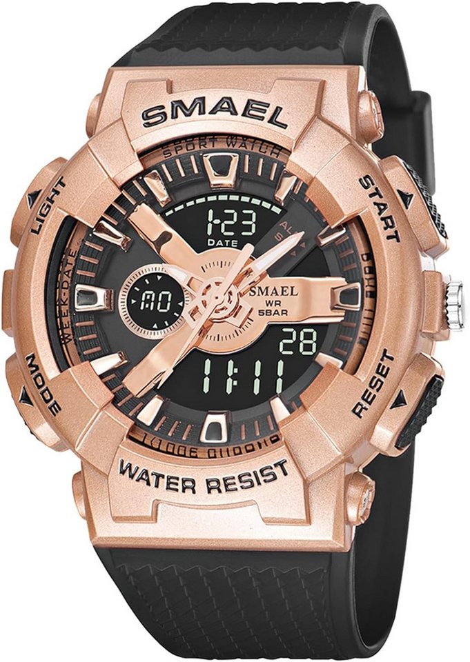 SMAEL Funktional Mit Datum, Woche, Stoppuhr, Wecker, LED-Licht,12/24-Format Watch, Wasserdicht bis 50M Uhr ist für Schwimmen, Händewaschen und den Alltag SMAEL Funktional Mit Datum, Woche, Stoppuhr, Wecker, LED-Licht,12/24-Format Watch, Wasserdicht bis 50M Uhr ist für Schwimmen, Händewaschen und den Alltag von SMAEL