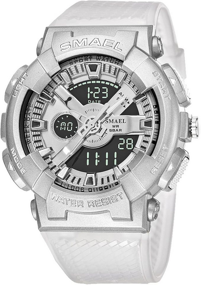 SMAEL Funktional Mit Datum, Woche, Stoppuhr, Wecker, LED-Licht,12/24-Format Watch, Wasserdicht bis 50M Uhr ist für Schwimmen, Händewaschen und den Alltag von SMAEL
