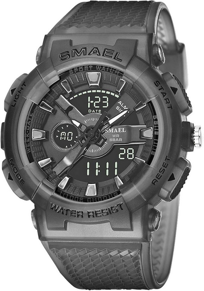 SMAEL Funktional Mit Datum, Woche, Stoppuhr, Wecker, LED-Licht,12/24-Format Watch, Wasserdicht bis 50M Uhr ist für Schwimmen, Händewaschen und den Alltag SMAEL Funktional Mit Datum, Woche, Stoppuhr, Wecker, LED-Licht,12/24-Format Watch, Wasserdicht bis 50M Uhr ist für Schwimmen, Händewaschen und den Alltag von SMAEL
