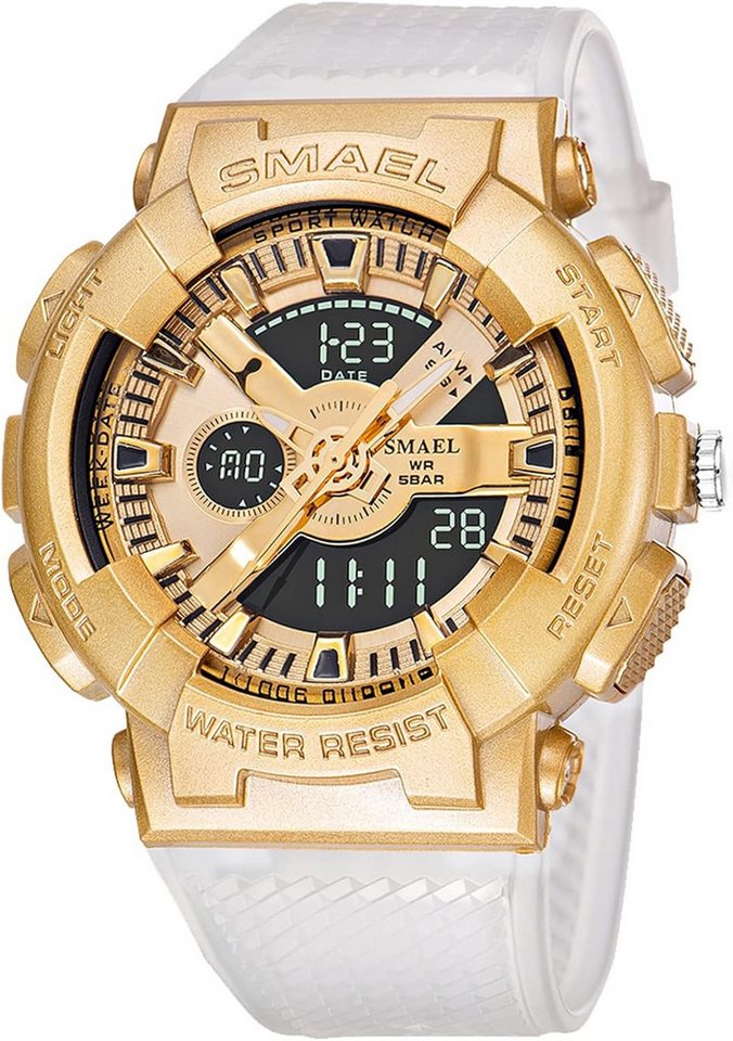 SMAEL Funktional Mit Datum, Woche, Stoppuhr, Wecker, LED-Licht,12/24-Format Watch, Wasserdicht bis 50M Uhr ist für Schwimmen, Händewaschen und den Alltag SMAEL Funktional Mit Datum, Woche, Stoppuhr, Wecker, LED-Licht,12/24-Format Watch, Wasserdicht bis 50M Uhr ist für Schwimmen, Händewaschen und den Alltag von SMAEL