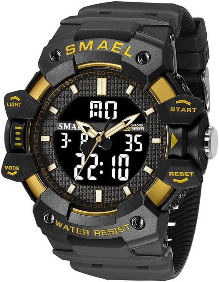 SMAEL Funktionell & robust Stoppuhr,Alarm,Kalender,LED-Licht &Stoßfestigkeit Watch, Wasserresistent 50M Geeignet für Händewaschen, Regen und kalte Duschen SMAEL Funktionell & robust Stoppuhr,Alarm,Kalender,LED-Licht &Stoßfestigkeit Watch, Wasserresistent 50M Geeignet für Händewaschen, Regen und kalte Duschen von SMAEL