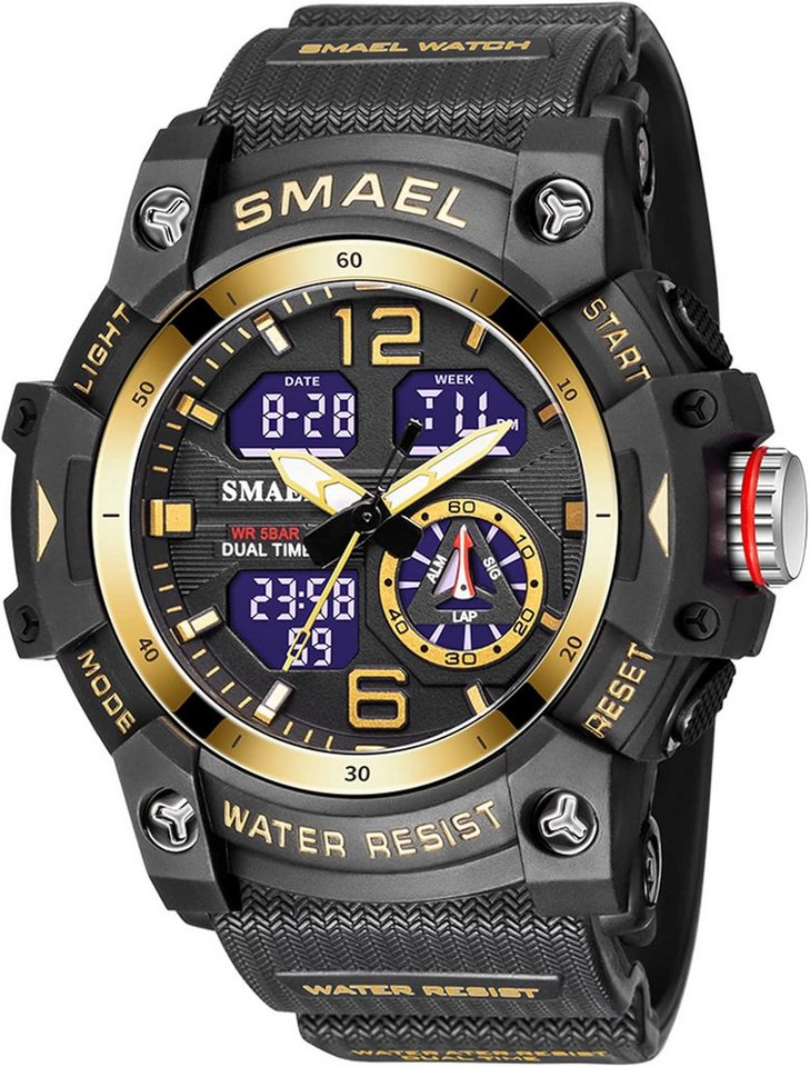 SMAEL Funktionell & sportlich Mit Wecker,Stoppuhr, LED-Licht, 12/24h-Anzeige Watch, 5ATM wasserdicht 164 Fuß wasserdicht, ideal zum Schwimmen oder Duschen SMAEL Funktionell & sportlich Mit Wecker,Stoppuhr, LED-Licht, 12/24h-Anzeige Watch, 5ATM wasserdicht 164 Fuß wasserdicht, ideal zum Schwimmen oder Duschen von SMAEL