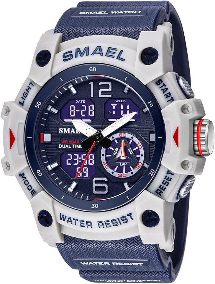 SMAEL Funktionell & sportlich Mit Wecker,Stoppuhr, LED-Licht, 12/24h-Anzeige Watch, 5ATM wasserdicht 164 Fuß wasserdicht, ideal zum Schwimmen oder Duschen SMAEL Funktionell & sportlich Mit Wecker,Stoppuhr, LED-Licht, 12/24h-Anzeige Watch, 5ATM wasserdicht 164 Fuß wasserdicht, ideal zum Schwimmen oder Duschen von SMAEL