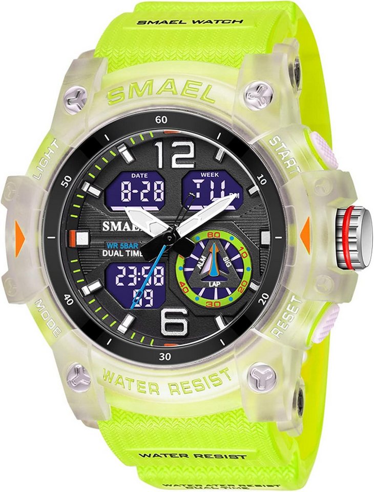 SMAEL Funktionell & sportlich Mit Wecker,Stoppuhr, LED-Licht, 12/24h-Anzeige Watch, 5ATM wasserdicht 164 Fuß wasserdicht, ideal zum Schwimmen oder Duschen SMAEL Funktionell & sportlich Mit Wecker,Stoppuhr, LED-Licht, 12/24h-Anzeige Watch, 5ATM wasserdicht 164 Fuß wasserdicht, ideal zum Schwimmen oder Duschen von SMAEL