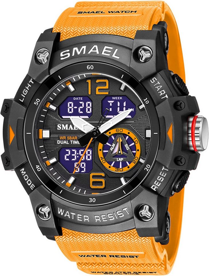 SMAEL Funktionell & sportlich Mit Wecker,Stoppuhr, LED-Licht, 12/24h-Anzeige Watch, 5ATM wasserdicht 164 Fuß wasserdicht, ideal zum Schwimmen oder Duschen SMAEL Funktionell & sportlich Mit Wecker,Stoppuhr, LED-Licht, 12/24h-Anzeige Watch, 5ATM wasserdicht 164 Fuß wasserdicht, ideal zum Schwimmen oder Duschen von SMAEL