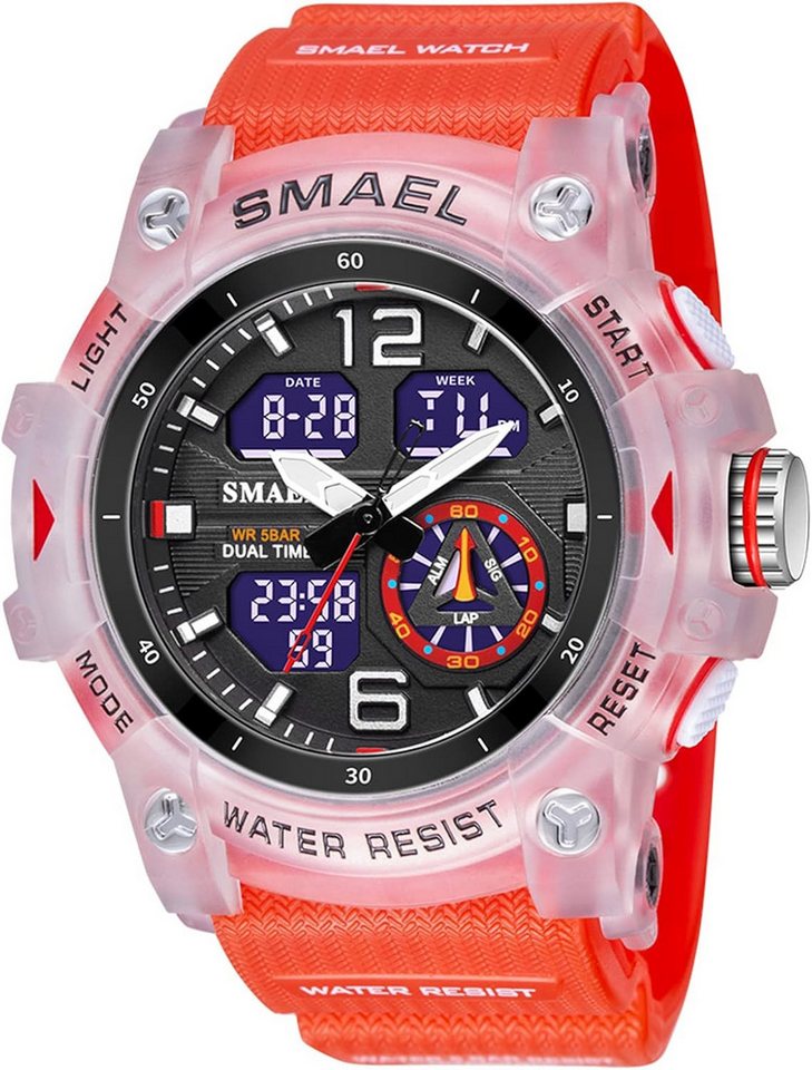 SMAEL Funktionell & sportlich Mit Wecker,Stoppuhr, LED-Licht, 12/24h-Anzeige Watch, 5ATM wasserdicht 164 Fuß wasserdicht, ideal zum Schwimmen oder Duschen SMAEL Funktionell & sportlich Mit Wecker,Stoppuhr, LED-Licht, 12/24h-Anzeige Watch, 5ATM wasserdicht 164 Fuß wasserdicht, ideal zum Schwimmen oder Duschen von SMAEL
