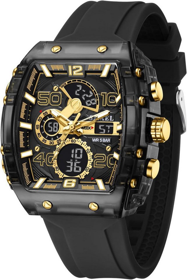 SMAEL Funktionen mit Digitalanzeige, Stoppuhr, Alarm, LED-Licht und Datum Watch, Wasserresistent Schutz Spritzwasser beim Händewaschen oder im Regen SMAEL Funktionen mit Digitalanzeige, Stoppuhr, Alarm, LED-Licht und Datum Watch, Wasserresistent Schutz Spritzwasser beim Händewaschen oder im Regen von SMAEL