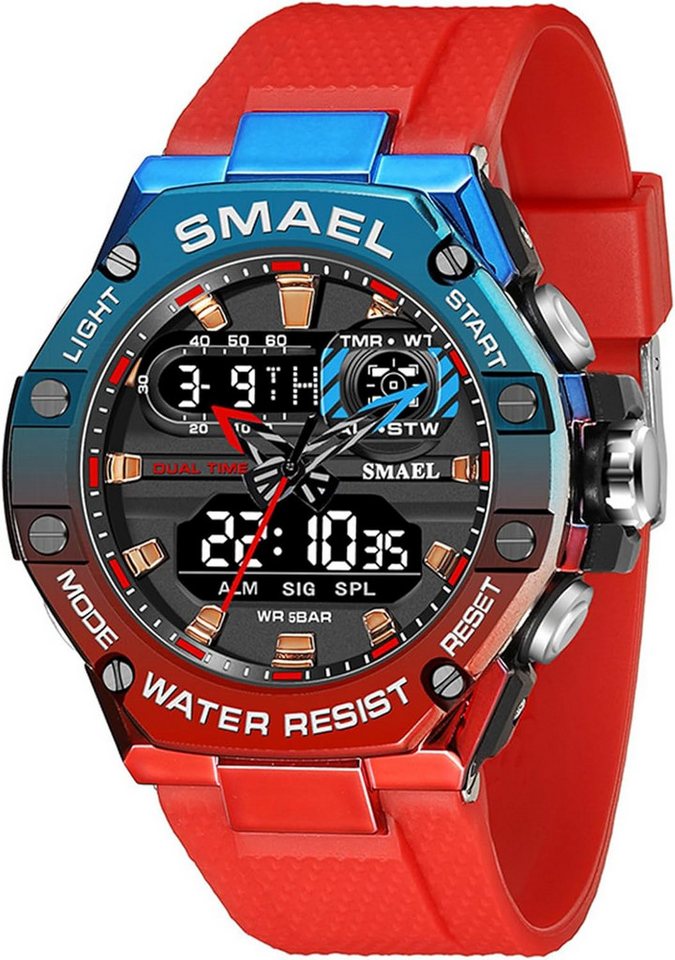 SMAEL Klares Display Großes, sportliches Zifferblatt mit leuchtenden Zahlen Watch, Mit Stoppuhr,Alarm,LED-Licht,Kalender, Wochenanzeige,12/24h-Zeitformat SMAEL Klares Display Großes, sportliches Zifferblatt mit leuchtenden Zahlen Watch, Mit Stoppuhr,Alarm,LED-Licht,Kalender, Wochenanzeige,12/24h-Zeitformat von SMAEL