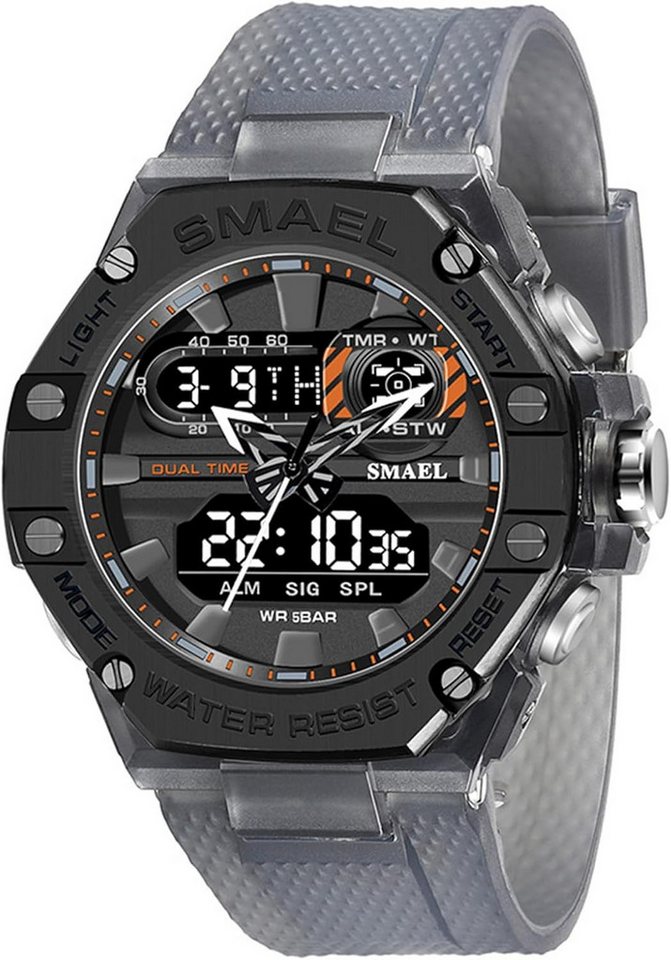 SMAEL Klares Display Großes, sportliches Zifferblatt mit leuchtenden Zahlen Watch, Mit Stoppuhr,Alarm,LED-Licht,Kalender, Wochenanzeige,12/24h-Zeitformat SMAEL Klares Display Großes, sportliches Zifferblatt mit leuchtenden Zahlen Watch, Mit Stoppuhr,Alarm,LED-Licht,Kalender, Wochenanzeige,12/24h-Zeitformat von SMAEL
