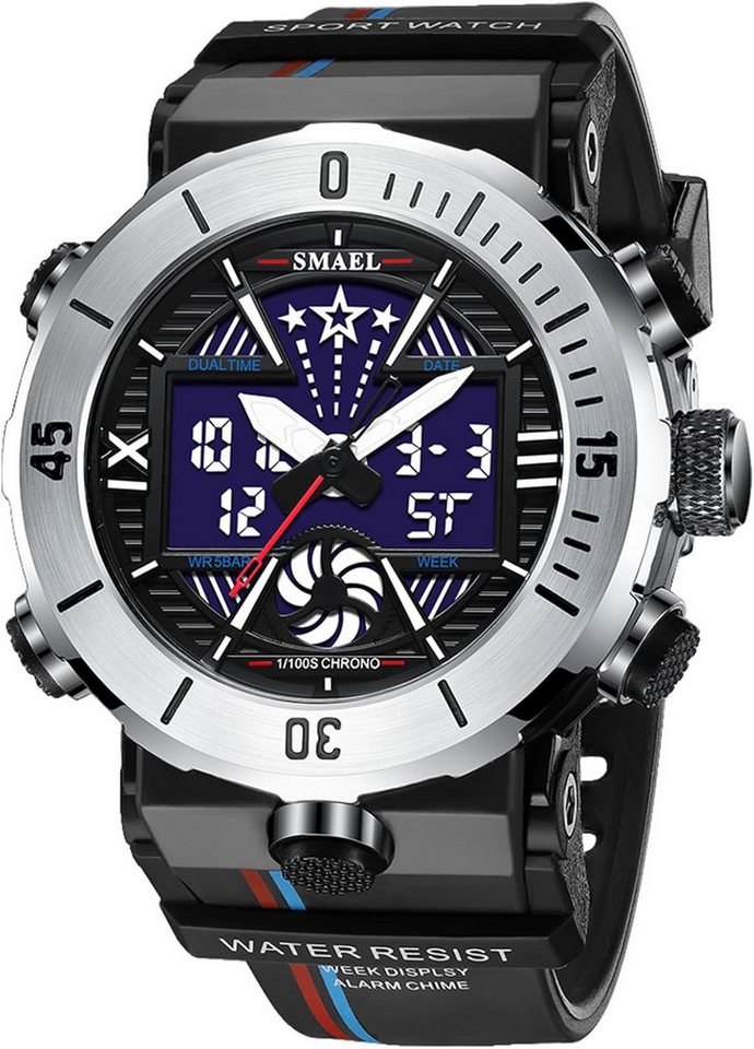 SMAEL Militär-Design Sportuhr mit Alarm Kalenderanzeige-Kalender & Wecker Watch, Taktische Digitaluhr für Sport und Freizeit mit großem Zifferblatt SMAEL Militär-Design Sportuhr mit Alarm Kalenderanzeige-Kalender & Wecker Watch, Taktische Digitaluhr für Sport und Freizeit mit großem Zifferblatt von SMAEL