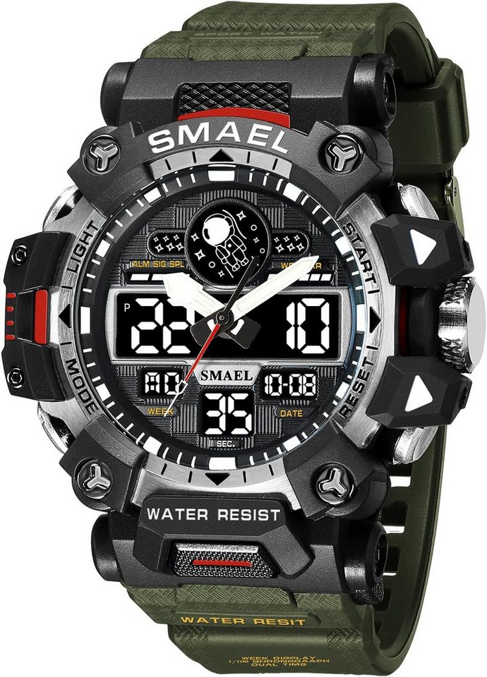 SMAEL Militärische Herren-Digitaluhr-Dualzeit-Anzeige mit Stoppuhrfunktion Watch, Wasserdichte 50M Herren-Armbanduhr mit Stoppuhrfunktion SMAEL Militärische Herren-Digitaluhr-Dualzeit-Anzeige mit Stoppuhrfunktion Watch, Wasserdichte 50M Herren-Armbanduhr mit Stoppuhrfunktion von SMAEL