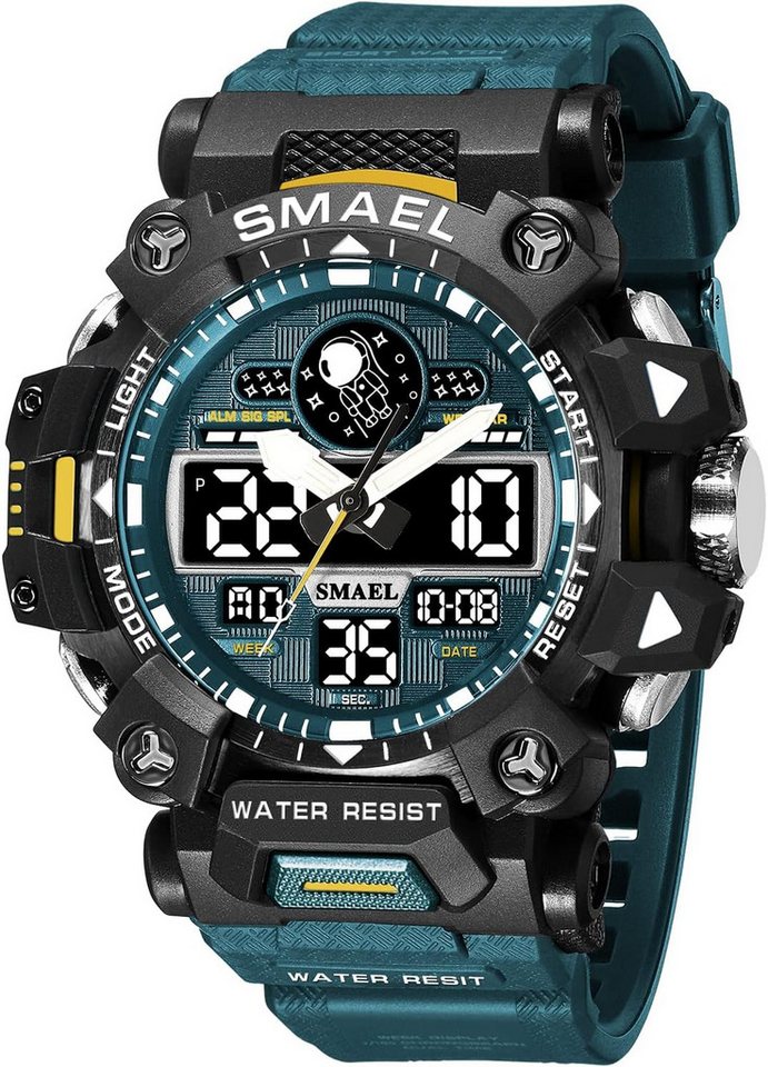 SMAEL Militärische Herren-Digitaluhr-Dualzeit-Anzeige mit Stoppuhrfunktion Watch, Wasserdichte 50M Herren-Armbanduhr mit Stoppuhrfunktion SMAEL Militärische Herren-Digitaluhr-Dualzeit-Anzeige mit Stoppuhrfunktion Watch, Wasserdichte 50M Herren-Armbanduhr mit Stoppuhrfunktion von SMAEL