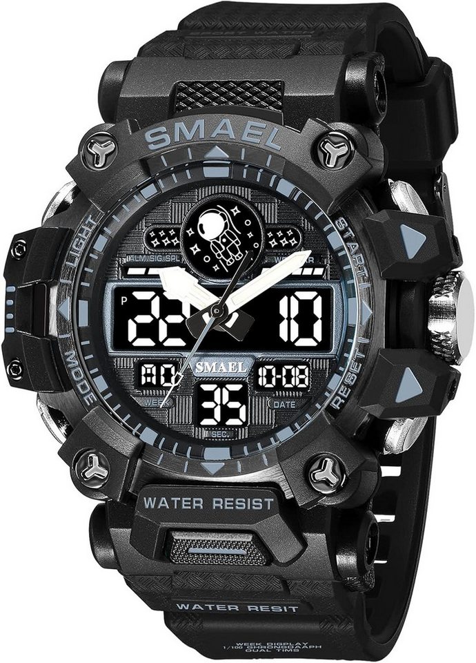 SMAEL Militärische Herren-Digitaluhr-Dualzeit-Anzeige mit Stoppuhrfunktion Watch, Wasserdichte 50M Herren-Armbanduhr mit Stoppuhrfunktion SMAEL Militärische Herren-Digitaluhr-Dualzeit-Anzeige mit Stoppuhrfunktion Watch, Wasserdichte 50M Herren-Armbanduhr mit Stoppuhrfunktion von SMAEL