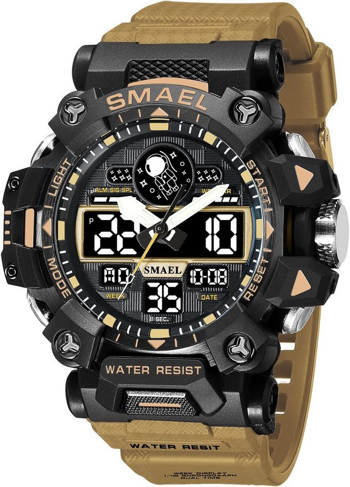 SMAEL Militärische Herren-Digitaluhr-Dualzeit-Anzeige mit Stoppuhrfunktion Watch, Wasserdichte 50M Herren-Armbanduhr mit Stoppuhrfunktion SMAEL Militärische Herren-Digitaluhr-Dualzeit-Anzeige mit Stoppuhrfunktion Watch, Wasserdichte 50M Herren-Armbanduhr mit Stoppuhrfunktion von SMAEL