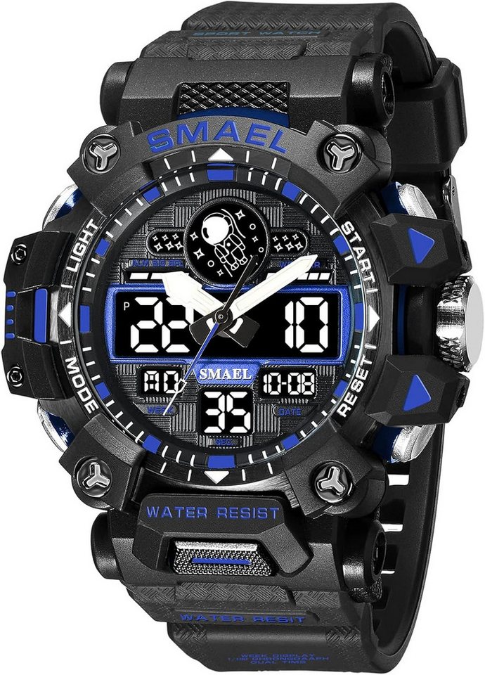 SMAEL Militärische Herren-Digitaluhr-Dualzeit-Anzeige mit Stoppuhrfunktion Watch, Wasserdichte 50M Herren-Armbanduhr mit Stoppuhrfunktion SMAEL Militärische Herren-Digitaluhr-Dualzeit-Anzeige mit Stoppuhrfunktion Watch, Wasserdichte 50M Herren-Armbanduhr mit Stoppuhrfunktion von SMAEL