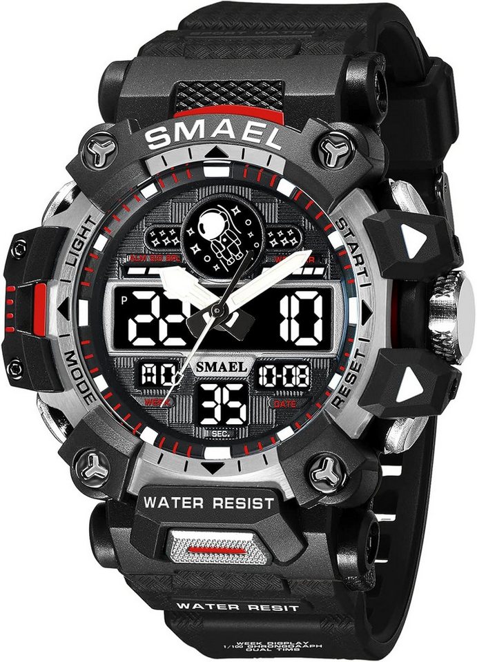 SMAEL Militärische Herren-Digitaluhr-Dualzeit-Anzeige mit Stoppuhrfunktion Watch, Wasserdichte 50M Herren-Armbanduhr mit Stoppuhrfunktion SMAEL Militärische Herren-Digitaluhr-Dualzeit-Anzeige mit Stoppuhrfunktion Watch, Wasserdichte 50M Herren-Armbanduhr mit Stoppuhrfunktion von SMAEL