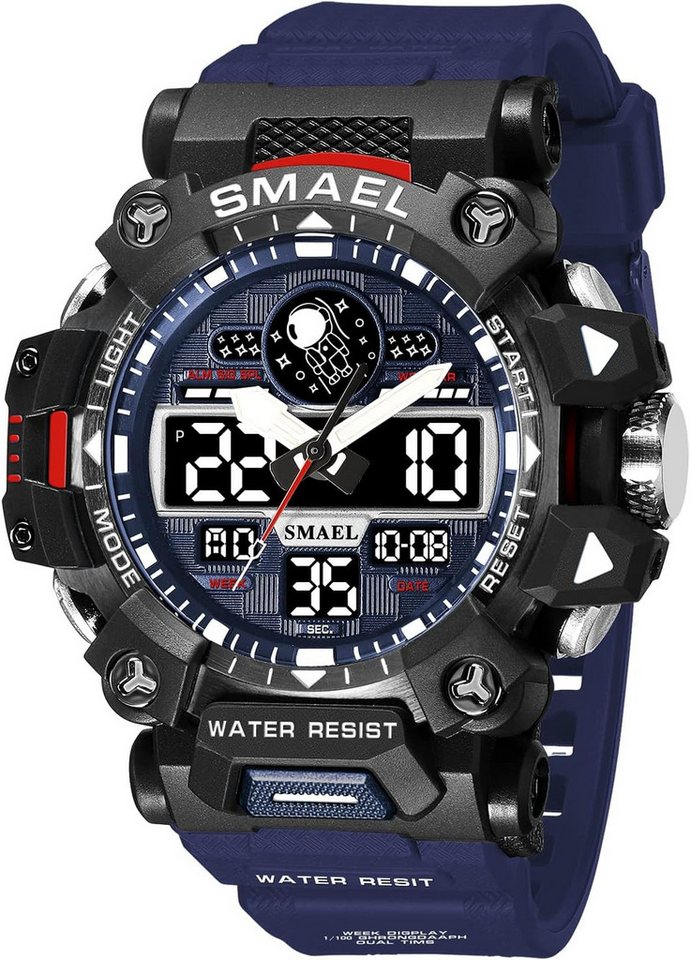 SMAEL Militärische Herren-Digitaluhr-Dualzeit-Anzeige mit Stoppuhrfunktion Watch, Wasserdichte 50M Herren-Armbanduhr mit Stoppuhrfunktion SMAEL Militärische Herren-Digitaluhr-Dualzeit-Anzeige mit Stoppuhrfunktion Watch, Wasserdichte 50M Herren-Armbanduhr mit Stoppuhrfunktion von SMAEL