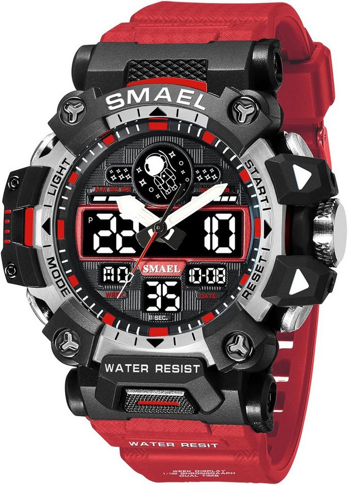 SMAEL Militärische Herren-Digitaluhr-Dualzeit-Anzeige mit Stoppuhrfunktion Watch, Wasserdichte 50M Herren-Armbanduhr mit Stoppuhrfunktion SMAEL Militärische Herren-Digitaluhr-Dualzeit-Anzeige mit Stoppuhrfunktion Watch, Wasserdichte 50M Herren-Armbanduhr mit Stoppuhrfunktion von SMAEL