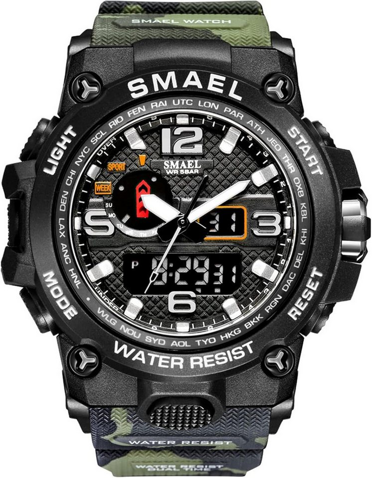 SMAEL Militärische Sportarmbanduhr mit Quarzwerk für Männer-LED- Licht-5 ATM Watch, Sportliche Multifunktionsuhr für Alltag und Abenteuer SMAEL Militärische Sportarmbanduhr mit Quarzwerk für Männer-LED- Licht-5 ATM Watch, Sportliche Multifunktionsuhr für Alltag und Abenteuer von SMAEL