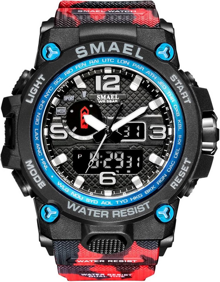SMAEL Militärische Sportarmbanduhr mit Quarzwerk für Männer-LED- Licht-5 ATM Watch, Sportliche Multifunktionsuhr für Alltag und Abenteuer SMAEL Militärische Sportarmbanduhr mit Quarzwerk für Männer-LED- Licht-5 ATM Watch, Sportliche Multifunktionsuhr für Alltag und Abenteuer von SMAEL
