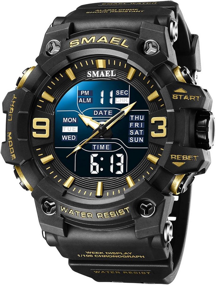 SMAEL Militärische Sportuhr für Männer wasserdicht 5 ATM-Digitale Armbanduhr Watch, Sportliche Digitaluhr mit großem Zifferblatt & Hintergrundbeleuchtung SMAEL Militärische Sportuhr für Männer wasserdicht 5 ATM-Digitale Armbanduhr Watch, Sportliche Digitaluhr mit großem Zifferblatt & Hintergrundbeleuchtung von SMAEL