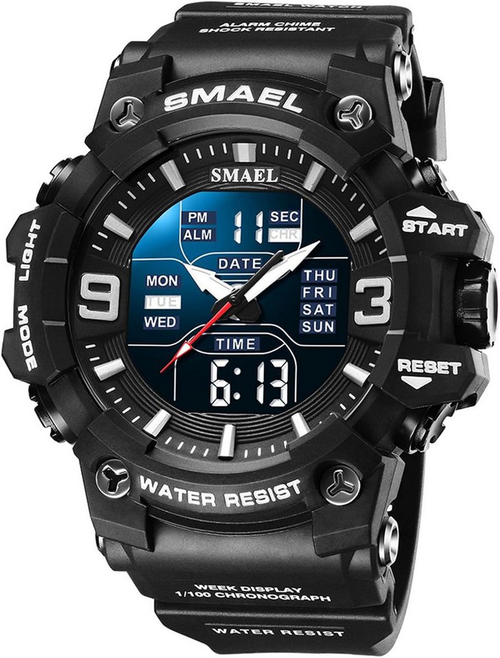 SMAEL Militärische Sportuhr für Männer wasserdicht 5 ATM-Digitale Armbanduhr Watch, Sportliche Digitaluhr mit großem Zifferblatt & Hintergrundbeleuchtung SMAEL Militärische Sportuhr für Männer wasserdicht 5 ATM-Digitale Armbanduhr Watch, Sportliche Digitaluhr mit großem Zifferblatt & Hintergrundbeleuchtung von SMAEL