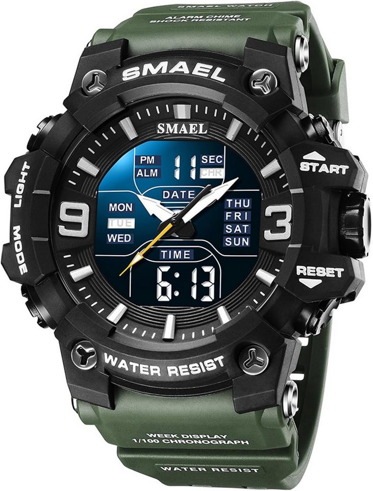 SMAEL Militärische Sportuhr für Männer wasserdicht 5 ATM-Digitale Armbanduhr Watch, Sportliche Digitaluhr mit großem Zifferblatt & Hintergrundbeleuchtung SMAEL Militärische Sportuhr für Männer wasserdicht 5 ATM-Digitale Armbanduhr Watch, Sportliche Digitaluhr mit großem Zifferblatt & Hintergrundbeleuchtung von SMAEL
