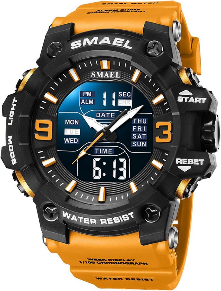 SMAEL Militärische Sportuhr für Männer wasserdicht 5 ATM-Digitale Armbanduhr Watch, Sportliche Digitaluhr mit großem Zifferblatt & Hintergrundbeleuchtung SMAEL Militärische Sportuhr für Männer wasserdicht 5 ATM-Digitale Armbanduhr Watch, Sportliche Digitaluhr mit großem Zifferblatt & Hintergrundbeleuchtung von SMAEL