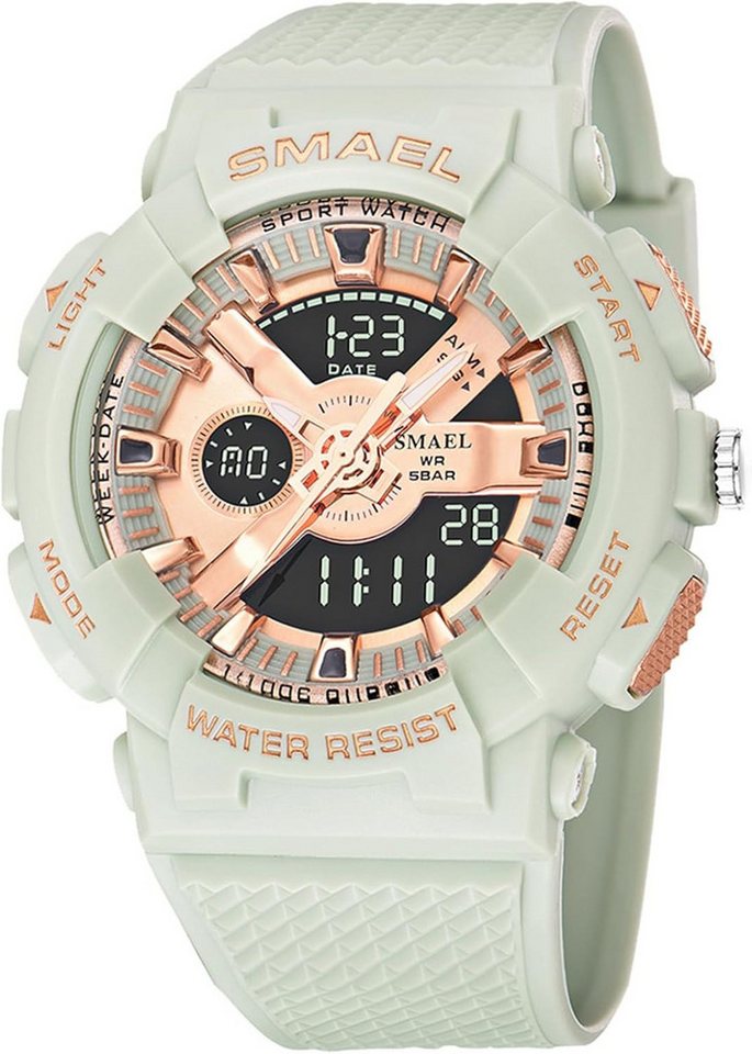 SMAEL Mit Datum, Woche,Stoppuhr, Alarm,LED-Licht,12/24h-Anzeige & Zeitansage Watch, Wasserdicht bis 5ATM Ideal zum Schwimmen und Duschen mit kaltem Wasser SMAEL Mit Datum, Woche,Stoppuhr, Alarm,LED-Licht,12/24h-Anzeige & Zeitansage Watch, Wasserdicht bis 5ATM Ideal zum Schwimmen und Duschen mit kaltem Wasser von SMAEL