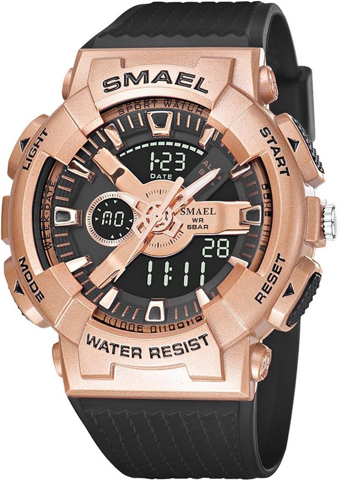 SMAEL Mit Datum, Woche,Stoppuhr, Alarm,LED-Licht,12/24h-Anzeige & Zeitansage Watch, Wasserdicht bis 5ATM Ideal zum Schwimmen und Duschen mit kaltem Wasser SMAEL Mit Datum, Woche,Stoppuhr, Alarm,LED-Licht,12/24h-Anzeige & Zeitansage Watch, Wasserdicht bis 5ATM Ideal zum Schwimmen und Duschen mit kaltem Wasser von SMAEL