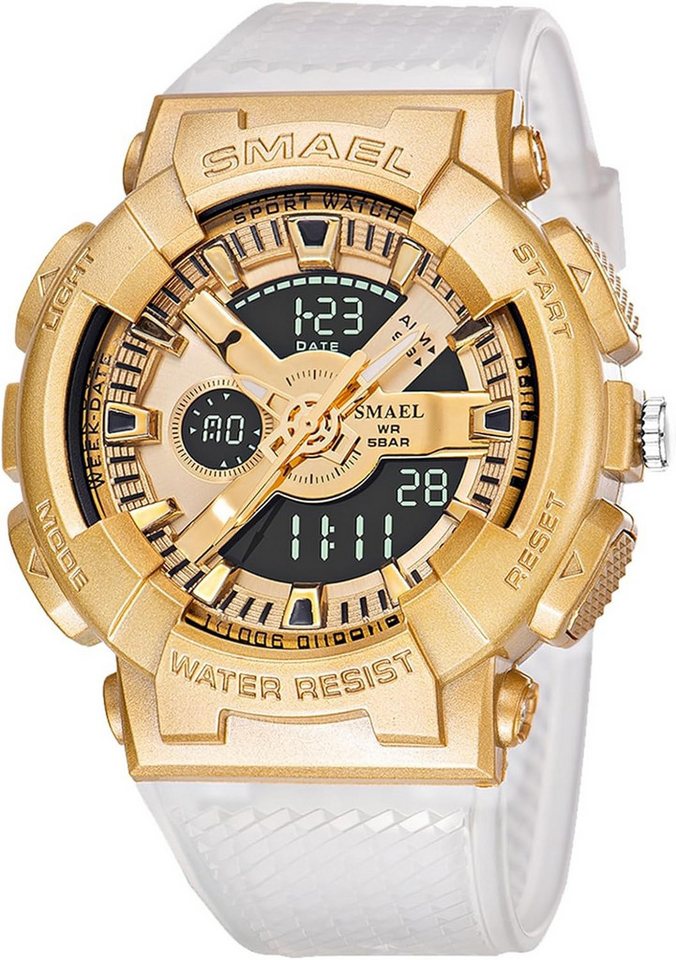 SMAEL Mit Datum, Woche,Stoppuhr, Alarm,LED-Licht,12/24h-Anzeige & Zeitansage Watch, Wasserdicht bis 5ATM Ideal zum Schwimmen und Duschen mit kaltem Wasser SMAEL Mit Datum, Woche,Stoppuhr, Alarm,LED-Licht,12/24h-Anzeige & Zeitansage Watch, Wasserdicht bis 5ATM Ideal zum Schwimmen und Duschen mit kaltem Wasser von SMAEL