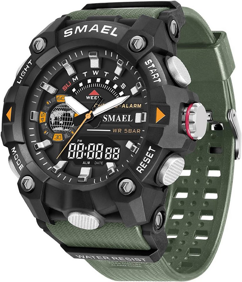 SMAEL Mit Digitalanzeige, LED-Licht, Datum, Alarm, Stoppuhr und Stoßschutz Watch, Großes Zifferblatt LED-Hintergrundbeleuchtung sorgt, Klare Lesbarkeit SMAEL Mit Digitalanzeige, LED-Licht, Datum, Alarm, Stoppuhr und Stoßschutz Watch, Großes Zifferblatt LED-Hintergrundbeleuchtung sorgt, Klare Lesbarkeit von SMAEL