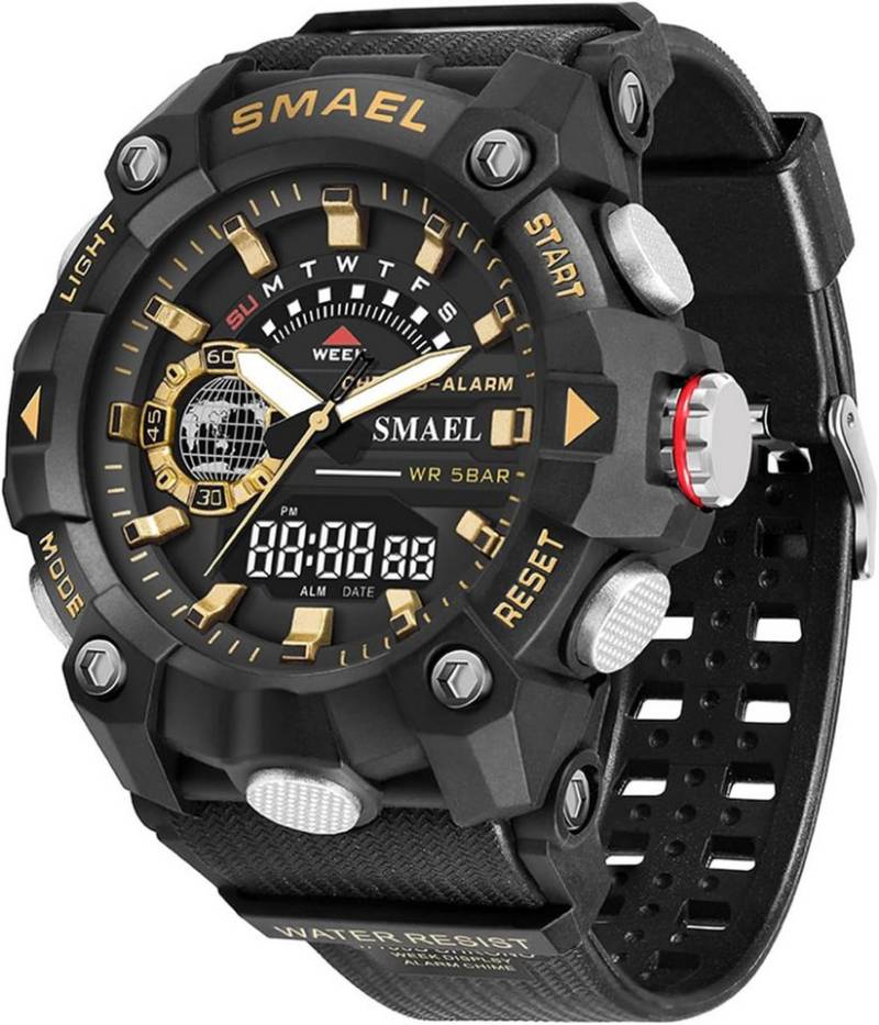 SMAEL Mit Digitalanzeige, LED-Licht, Datum, Alarm, Stoppuhr und Stoßschutz Watch, Großes Zifferblatt LED-Hintergrundbeleuchtung sorgt, Klare Lesbarkeit von SMAEL