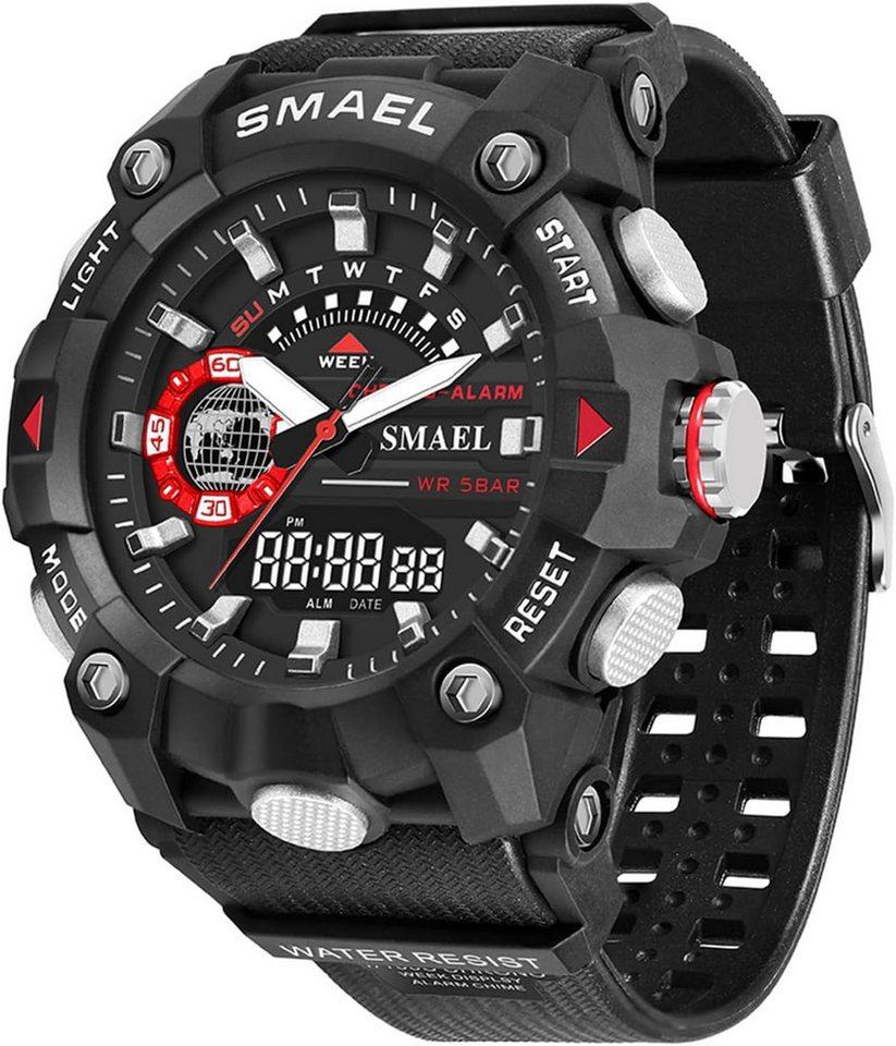 SMAEL Mit Digitalanzeige, LED-Licht, Datum, Alarm, Stoppuhr und Stoßschutz Watch, Großes Zifferblatt LED-Hintergrundbeleuchtung sorgt, Klare Lesbarkeit SMAEL Mit Digitalanzeige, LED-Licht, Datum, Alarm, Stoppuhr und Stoßschutz Watch, Großes Zifferblatt LED-Hintergrundbeleuchtung sorgt, Klare Lesbarkeit von SMAEL