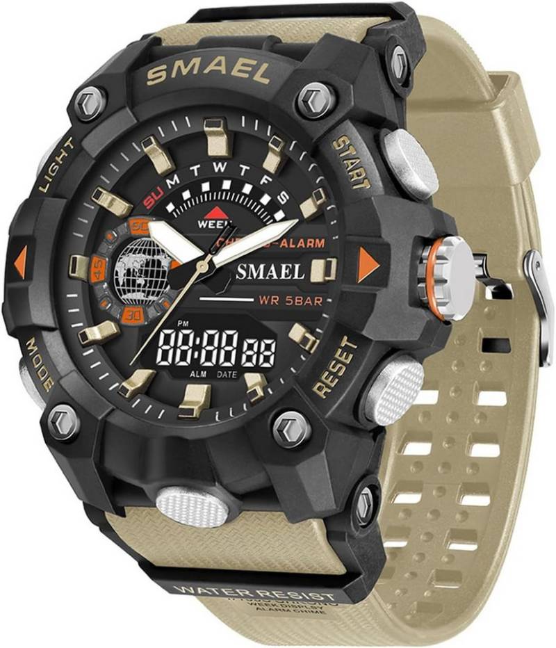 SMAEL Mit Digitalanzeige, LED-Licht, Datum, Alarm, Stoppuhr und Stoßschutz Watch, Großes Zifferblatt LED-Hintergrundbeleuchtung sorgt, Klare Lesbarkeit von SMAEL