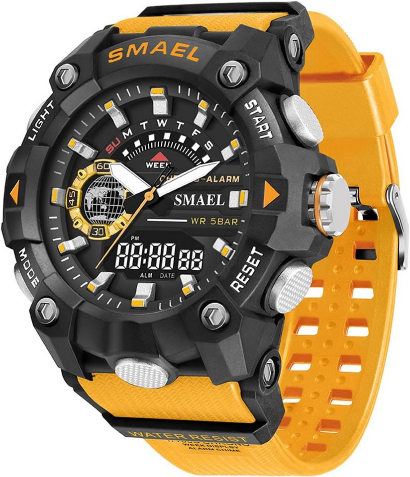 SMAEL Mit Digitalanzeige, LED-Licht, Datum, Alarm, Stoppuhr und Stoßschutz Watch, Großes Zifferblatt LED-Hintergrundbeleuchtung sorgt, Klare Lesbarkeit SMAEL Mit Digitalanzeige, LED-Licht, Datum, Alarm, Stoppuhr und Stoßschutz Watch, Großes Zifferblatt LED-Hintergrundbeleuchtung sorgt, Klare Lesbarkeit von SMAEL