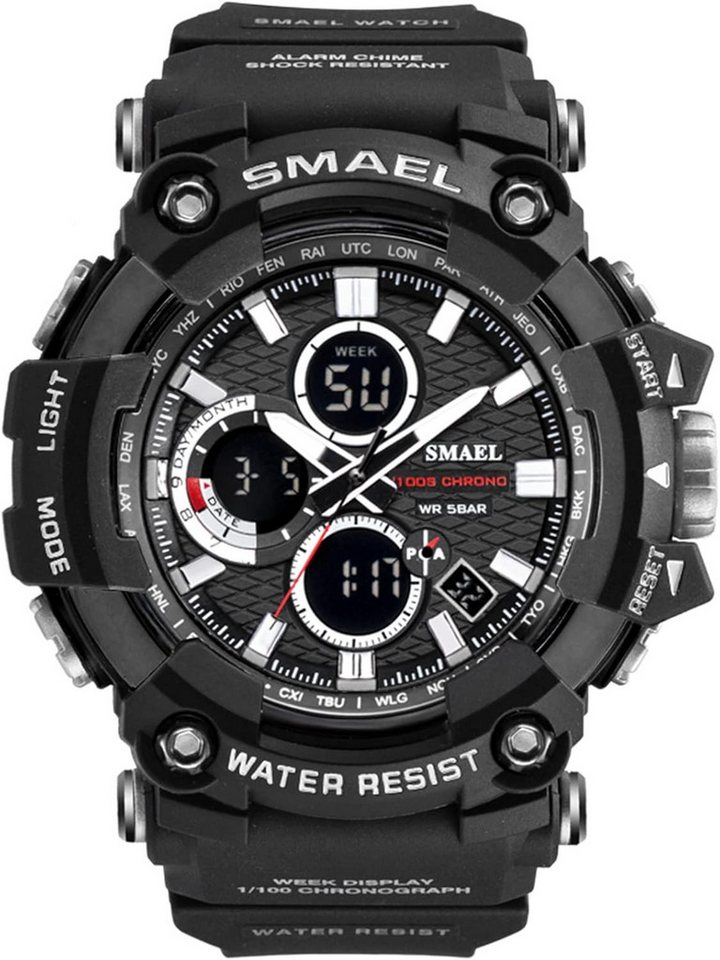 SMAEL Mit Stoppuhr, Alarm, Dualzeit, Kalender, LED-Licht und 12/24h-Anzeige Watch, Ideal für Schwimmen, Fitness, Fußball, Basketball, Wandern, Angeln SMAEL Mit Stoppuhr, Alarm, Dualzeit, Kalender, LED-Licht und 12/24h-Anzeige Watch, Ideal für Schwimmen, Fitness, Fußball, Basketball, Wandern, Angeln von SMAEL