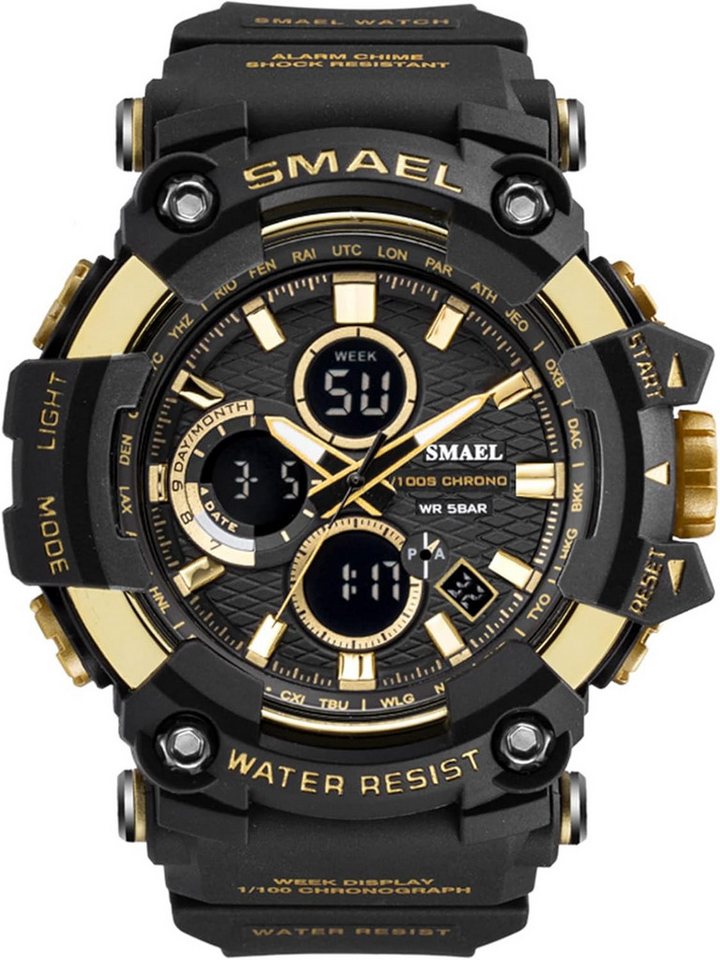 SMAEL Mit Stoppuhr, Alarm, Dualzeit, Kalender, LED-Licht und 12/24h-Anzeige Watch, Ideal für Schwimmen, Fitness, Fußball, Basketball, Wandern, Angeln SMAEL Mit Stoppuhr, Alarm, Dualzeit, Kalender, LED-Licht und 12/24h-Anzeige Watch, Ideal für Schwimmen, Fitness, Fußball, Basketball, Wandern, Angeln von SMAEL
