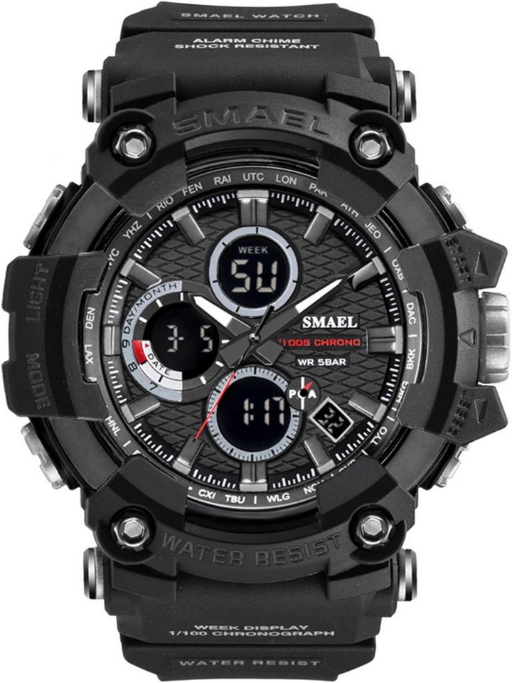 SMAEL Mit Stoppuhr, Alarm, Dualzeit, Kalender, LED-Licht und 12/24h-Anzeige Watch, Ideal für Schwimmen, Fitness, Fußball, Basketball, Wandern, Angeln SMAEL Mit Stoppuhr, Alarm, Dualzeit, Kalender, LED-Licht und 12/24h-Anzeige Watch, Ideal für Schwimmen, Fitness, Fußball, Basketball, Wandern, Angeln von SMAEL