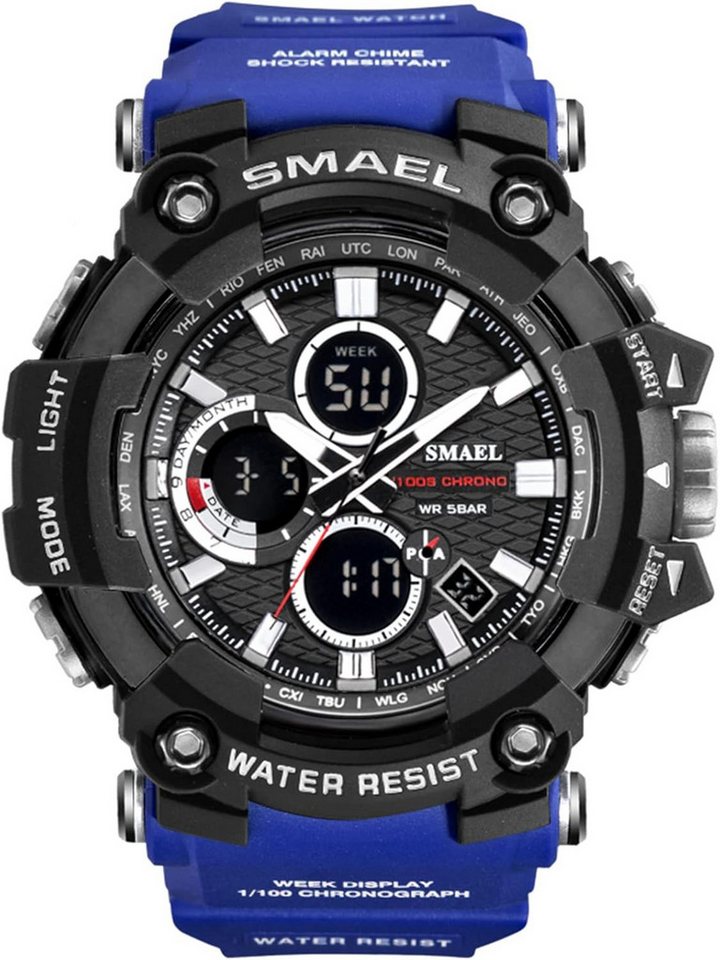SMAEL Mit Stoppuhr, Alarm, Dualzeit, Kalender, LED-Licht und 12/24h-Anzeige Watch, Ideal für Schwimmen, Fitness, Fußball, Basketball, Wandern, Angeln SMAEL Mit Stoppuhr, Alarm, Dualzeit, Kalender, LED-Licht und 12/24h-Anzeige Watch, Ideal für Schwimmen, Fitness, Fußball, Basketball, Wandern, Angeln von SMAEL