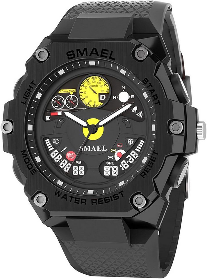 SMAEL Multifunktional Ausgestattet mit Stoppuhr, Alarm, Kalender, LED-Licht Watch, mit Wasserfest bis 50 m Schutz vor Regen, Schweiß und Spritzwasser SMAEL Multifunktional Ausgestattet mit Stoppuhr, Alarm, Kalender, LED-Licht Watch, mit Wasserfest bis 50 m Schutz vor Regen, Schweiß und Spritzwasser von SMAEL