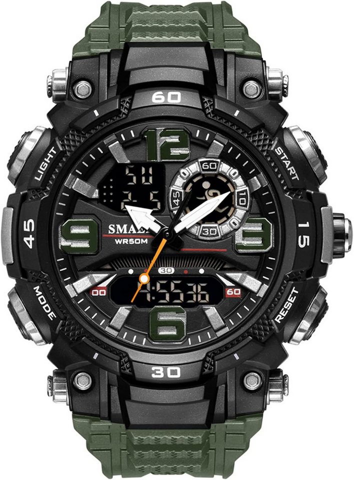 SMAEL Multifunktional Datum, Wochentag, Stoppuhr, LED-Licht, 12/24-Format Watch, Wasserfest bis 50 m – Geeignet für Händewaschen, Regen und Schwimmen SMAEL Multifunktional Datum, Wochentag, Stoppuhr, LED-Licht, 12/24-Format Watch, Wasserfest bis 50 m – Geeignet für Händewaschen, Regen und Schwimmen von SMAEL