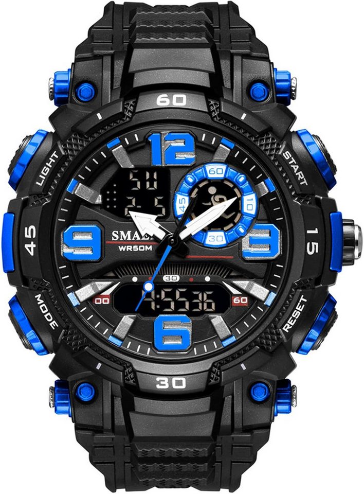 SMAEL Multifunktional Datum, Wochentag, Stoppuhr, LED-Licht, 12/24-Format Watch, Wasserfest bis 50 m – Geeignet für Händewaschen, Regen und Schwimmen SMAEL Multifunktional Datum, Wochentag, Stoppuhr, LED-Licht, 12/24-Format Watch, Wasserfest bis 50 m – Geeignet für Händewaschen, Regen und Schwimmen von SMAEL