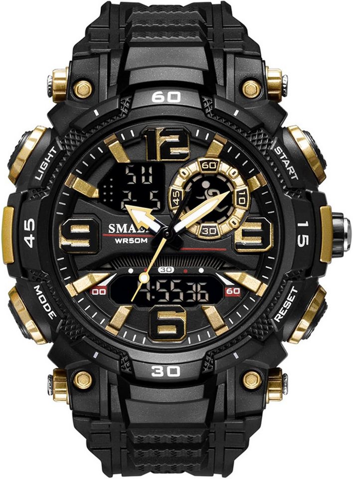 SMAEL Multifunktional Datum, Wochentag, Stoppuhr, LED-Licht, 12/24-Format Watch, Wasserfest bis 50 m – Geeignet für Händewaschen, Regen und Schwimmen SMAEL Multifunktional Datum, Wochentag, Stoppuhr, LED-Licht, 12/24-Format Watch, Wasserfest bis 50 m – Geeignet für Händewaschen, Regen und Schwimmen von SMAEL