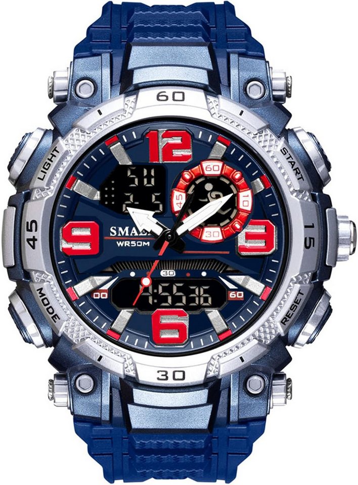 SMAEL Multifunktional Datum, Wochentag, Stoppuhr, LED-Licht, 12/24-Format Watch, Wasserfest bis 50 m – Geeignet für Händewaschen, Regen und Schwimmen SMAEL Multifunktional Datum, Wochentag, Stoppuhr, LED-Licht, 12/24-Format Watch, Wasserfest bis 50 m – Geeignet für Händewaschen, Regen und Schwimmen von SMAEL