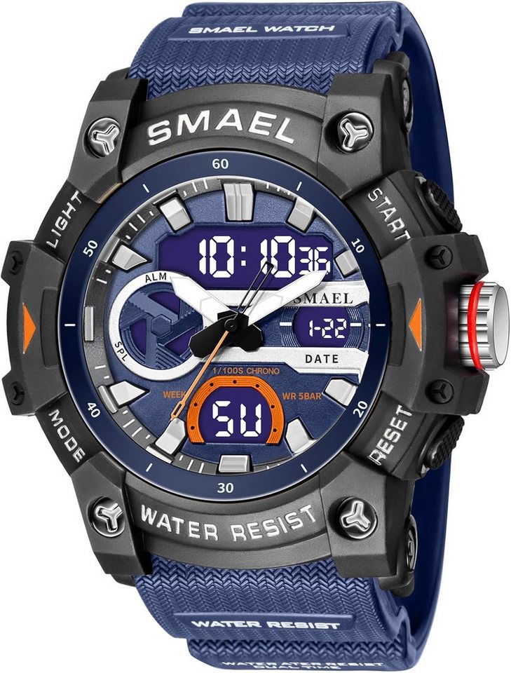 SMAEL Multifunktional Mit LED-Anzeige, Stoppuhr, Alarm, Datum & Stoßschutz Watch, Klares sportliches Großes, beleuchtetes Display mit modernen Ziffern SMAEL Multifunktional Mit LED-Anzeige, Stoppuhr, Alarm, Datum & Stoßschutz Watch, Klares sportliches Großes, beleuchtetes Display mit modernen Ziffern von SMAEL