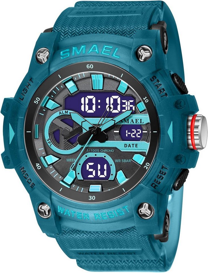 SMAEL Multifunktional Mit LED-Anzeige, Stoppuhr, Alarm, Datum & Stoßschutz Watch, Klares sportliches Großes, beleuchtetes Display mit modernen Ziffern SMAEL Multifunktional Mit LED-Anzeige, Stoppuhr, Alarm, Datum & Stoßschutz Watch, Klares sportliches Großes, beleuchtetes Display mit modernen Ziffern von SMAEL