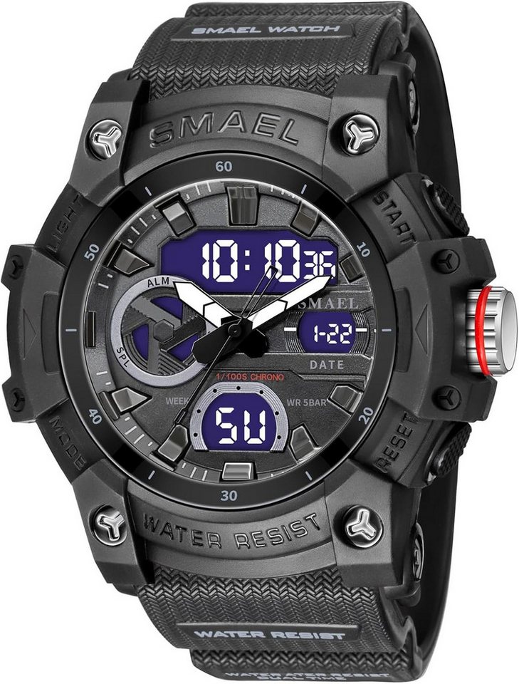 SMAEL Multifunktional Mit LED-Anzeige, Stoppuhr, Alarm, Datum & Stoßschutz Watch, Klares sportliches Großes, beleuchtetes Display mit modernen Ziffern SMAEL Multifunktional Mit LED-Anzeige, Stoppuhr, Alarm, Datum & Stoßschutz Watch, Klares sportliches Großes, beleuchtetes Display mit modernen Ziffern von SMAEL